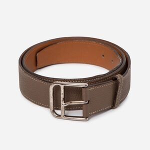 Herme Calfskin Leather Etoupe Belt #95